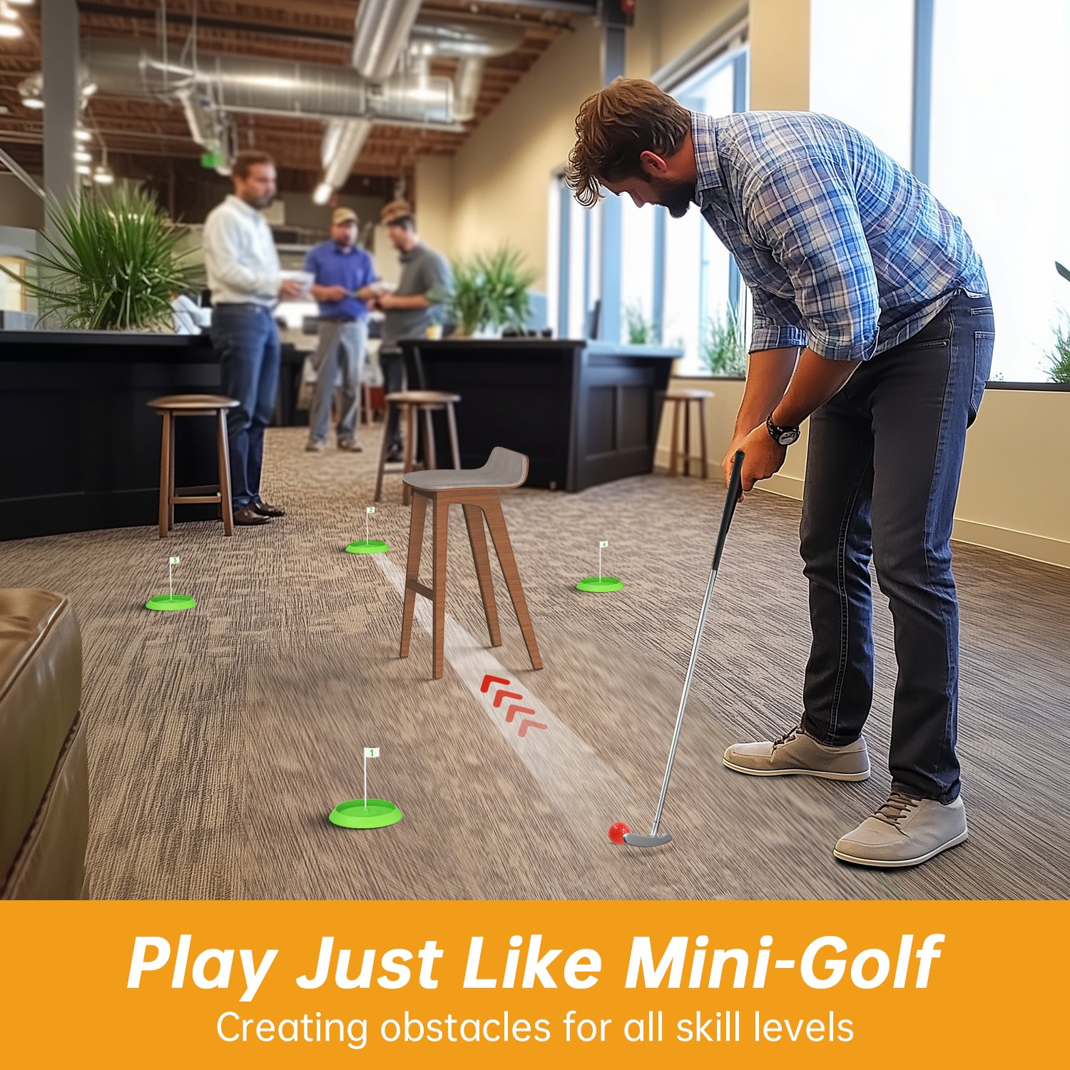 Mini Golf Game Set, Indoor Mini Golf Course for Adults Includes 9 Holes, 4 Balls, Dry-Erase Scorecard, and Golf Putter, Build Your Own Miniature Golf Course at Home Office Green Backyard Mini Golf Game Set, Indoor Mini Golf Course for Adults Includes 9 Holes, 4 Balls, Dry-Erase Scorecard, and Golf Putter, Build Your Own Miniature Golf Course at Home Office Green Backyard